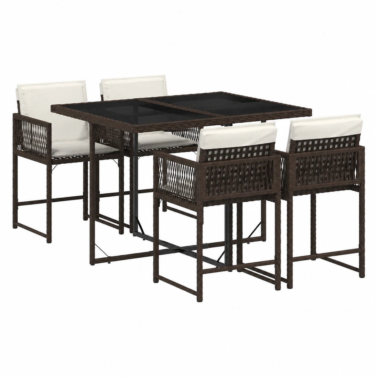 VidaXL set da Pranzo da Giardino 5pz con Cuscini in Polyrattan Marrone