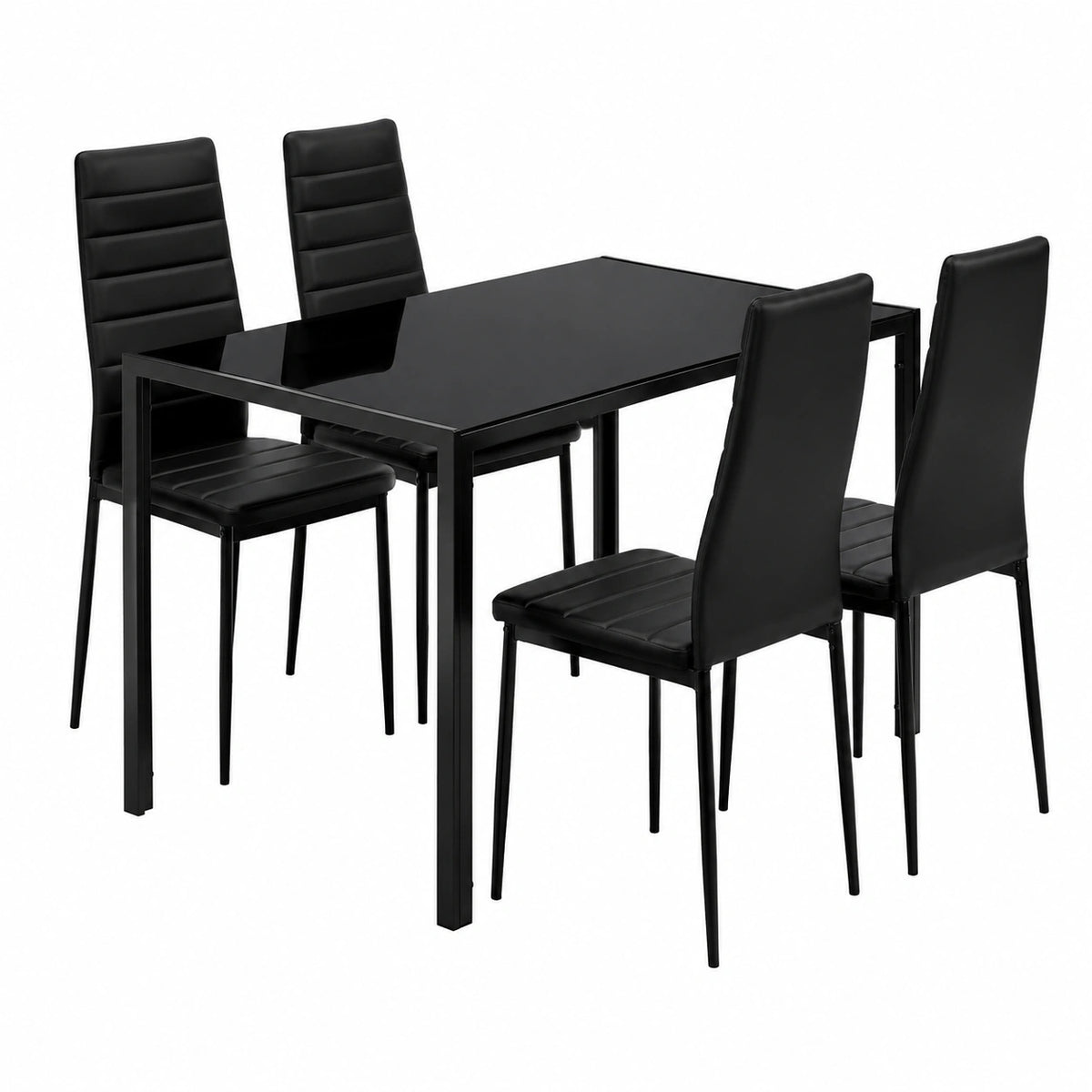 Tavolo da pranzo e sedie per 4 persone - Sala da pranzo con 4 sedie e tavolo - Arredamento moderno per sala da pranzo in nero