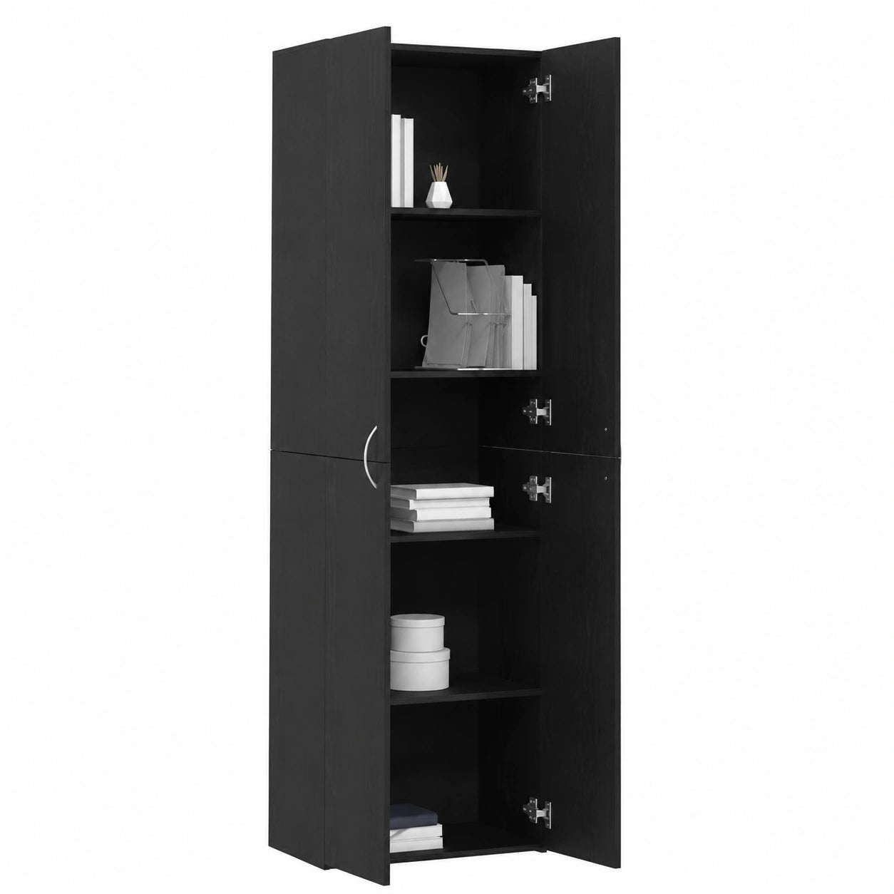 Mobile per Ufficio con Lo scaffale Rovere Nero 60 × 32 × 190 cm, Armadio Ufficio, Rettangolare, Mobili Moderni per Spazi di Lavoro, Soluzioni