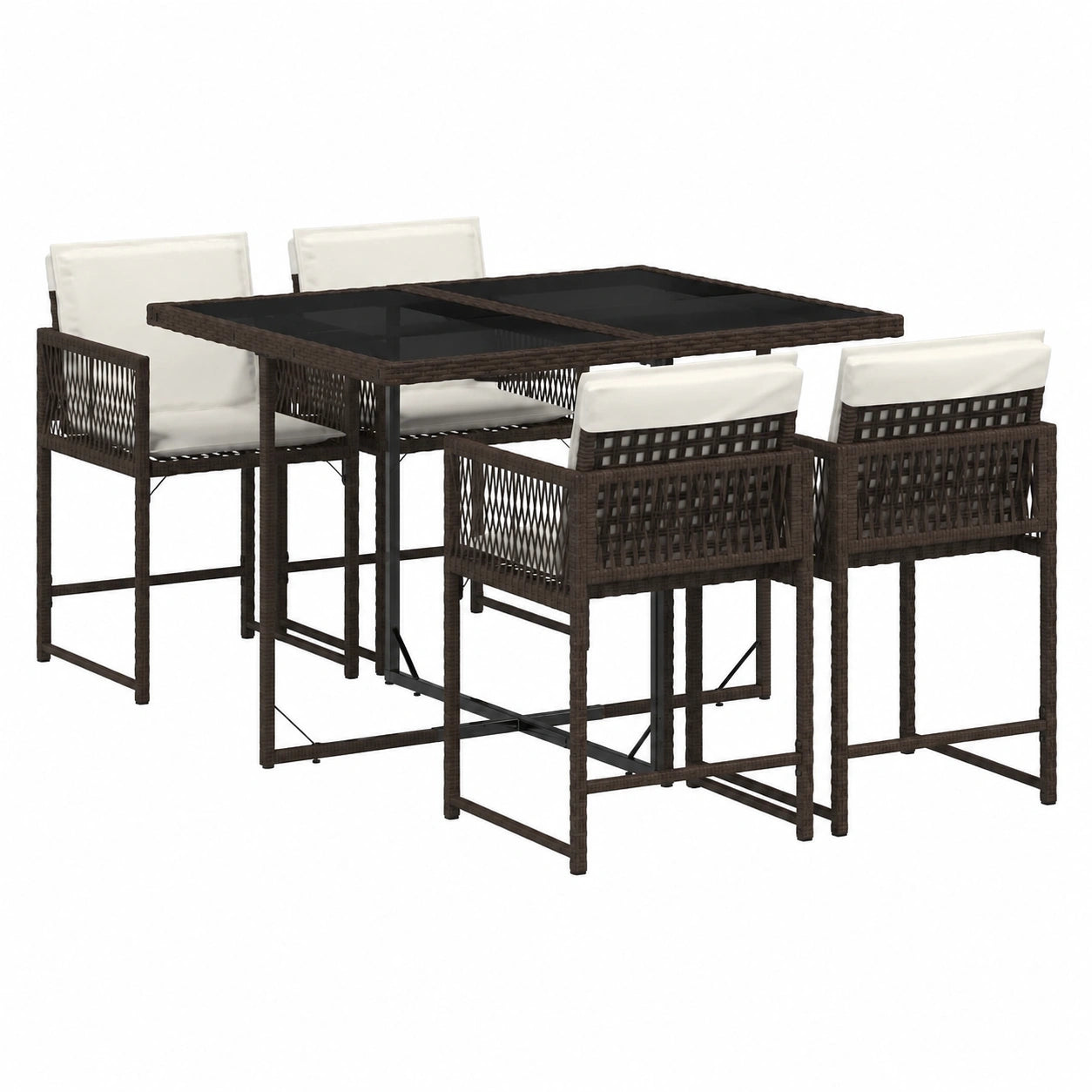 VidaXL set da Pranzo da Giardino 5pz con Cuscini in Polyrattan Marrone