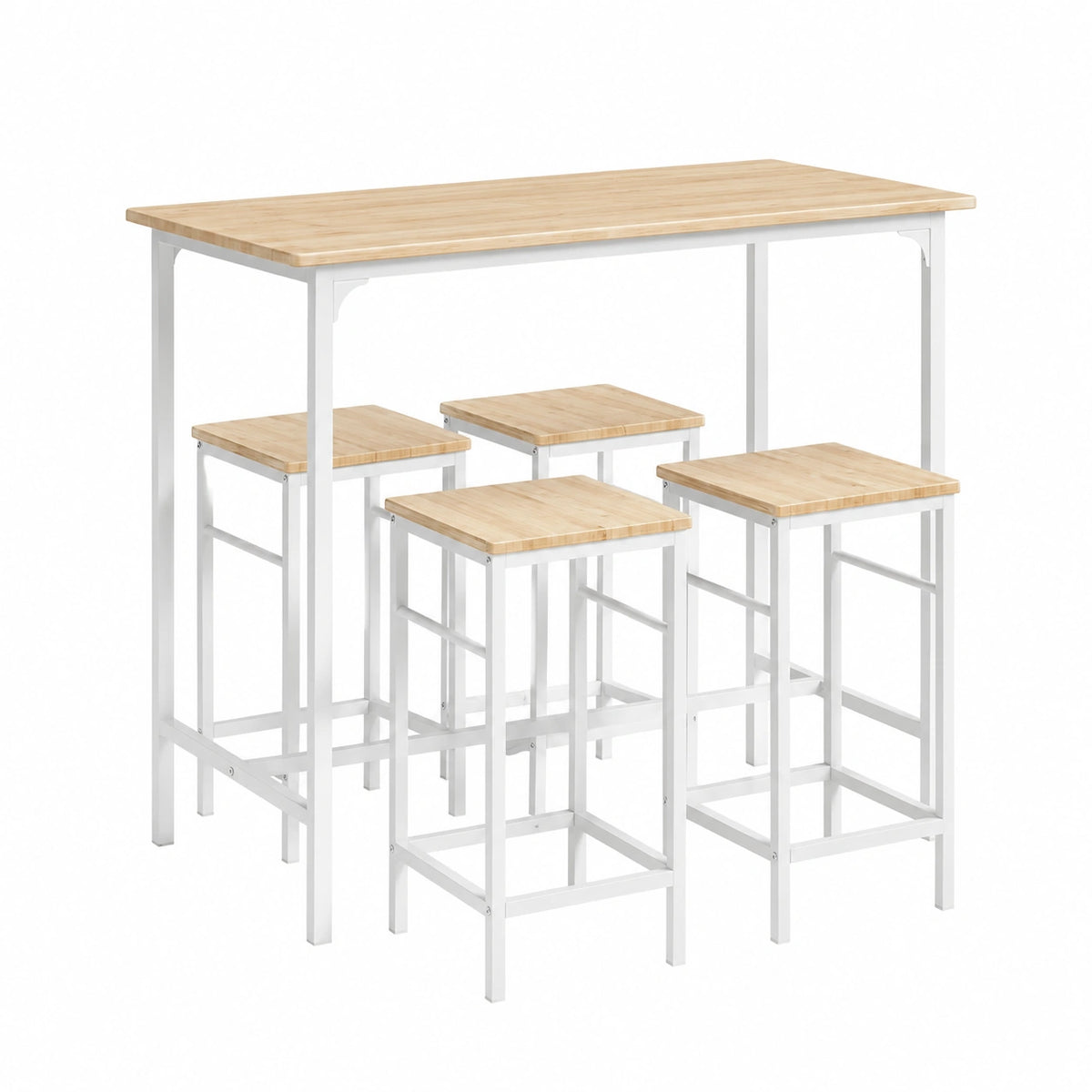 Tavolo da Bar Alto con 4 Sgabelli Tavolo Salvaspazio per Cucina Piccola e Balcone, Stile Industriale Moderno Tavolino Alto da Esterno per Giardino