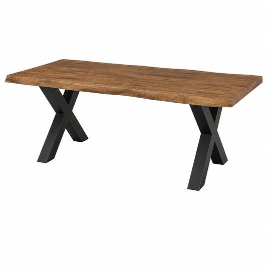 Tavolo da pranzo in legno di sheesham - verniciato natur, gambe in ferro X antracite matt 220 × 100