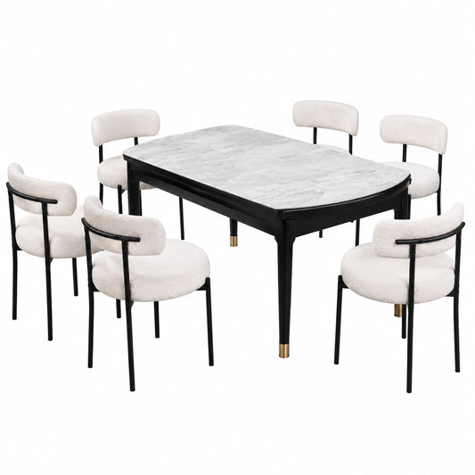 Sedie da sala da pranzo con schienale, struttura in metallo nero, imbottita, moderna, retrò